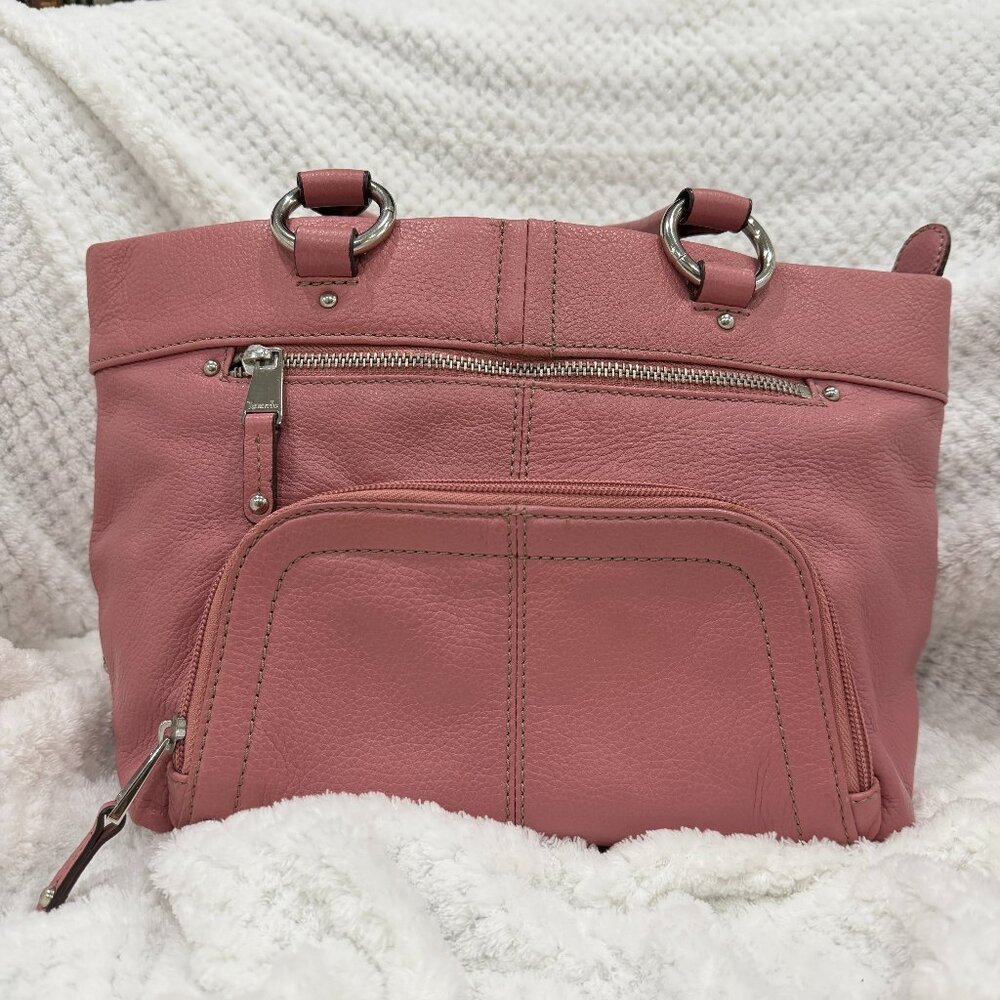 Tignanello Pink Shoulder Bag with Front Pocket